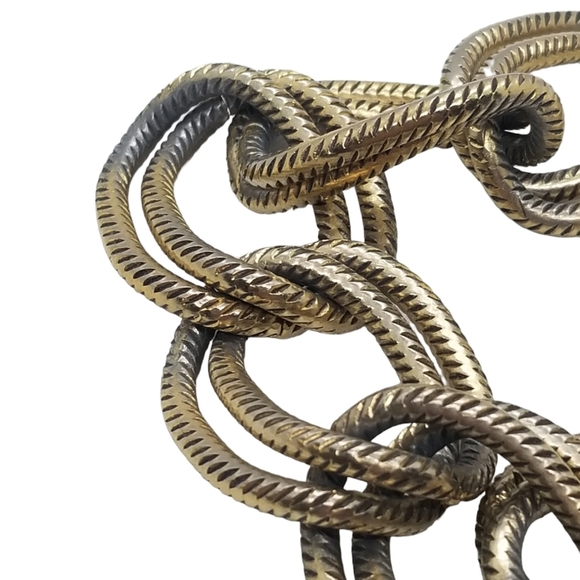 JOHN WIND DESIGNER RETIRED GOLDTONED DOUBLE HOLLOW LINK CHAIN BRACELET - Picture 7 of 9